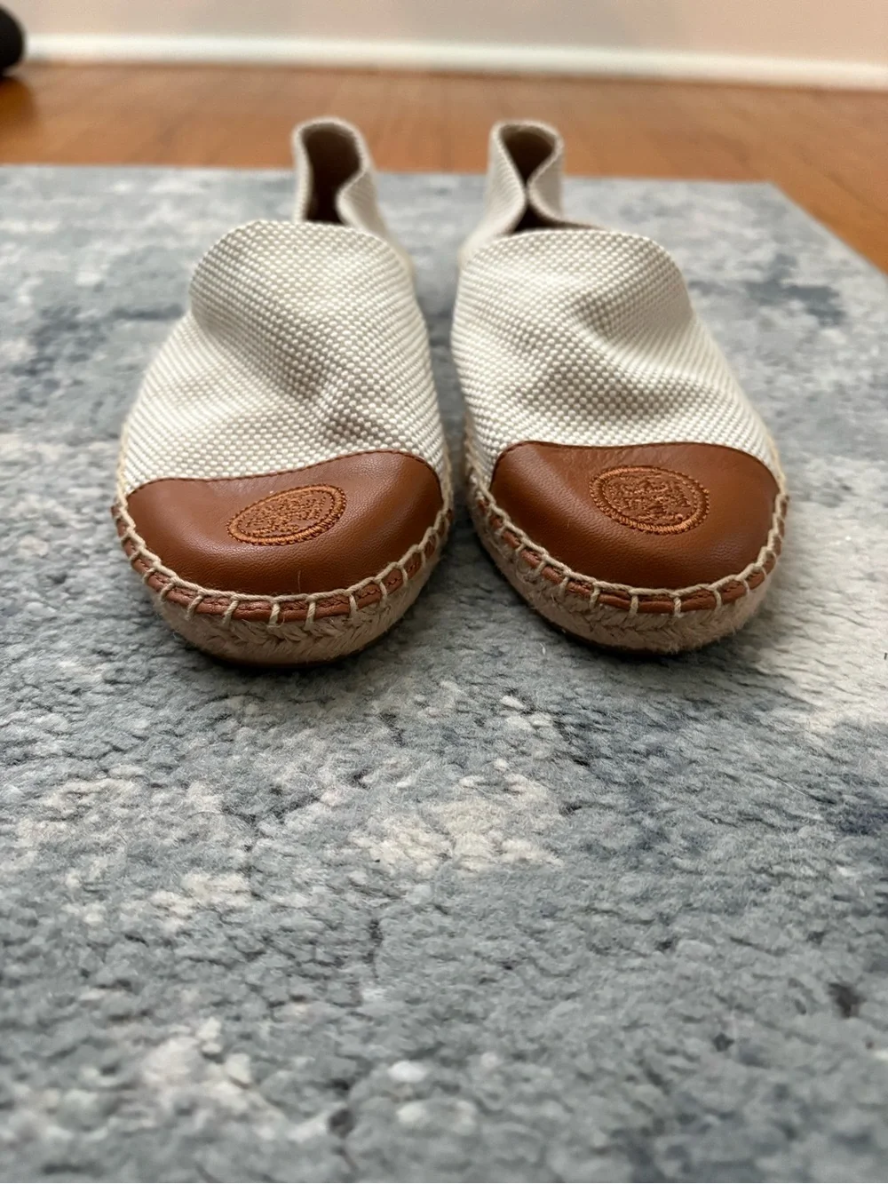 Tory Burch Color Block Canvas and Leather Espadrille, Women’s 7